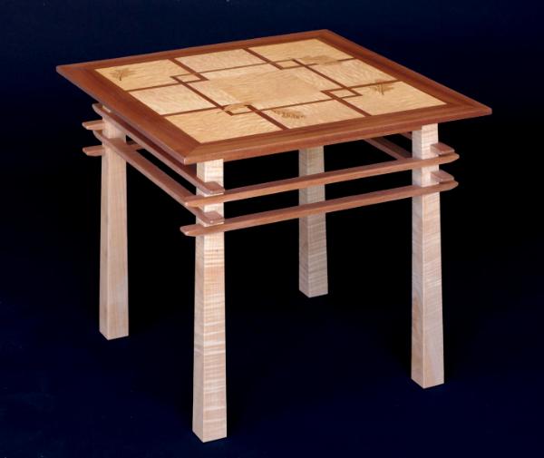 Pagoda Table with Oak Leaf Inlay