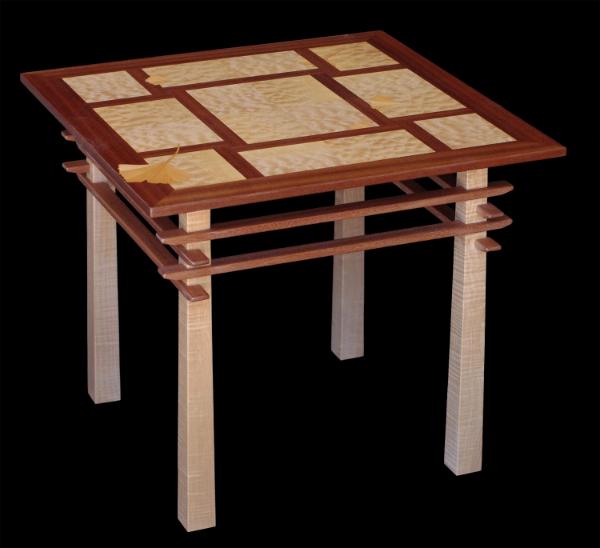Pagoda Table with Ginkgo Leaf Inlay