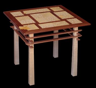 Pagoda Table with Ginkgo Leaf Inlay